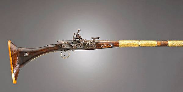 Appraisal: An Moroccan snaphaunce rifle th century The inch caliber retained