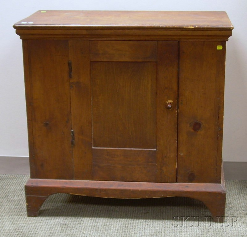 Appraisal: Small Country Pine Side Cabinet interior with one fixed shelf