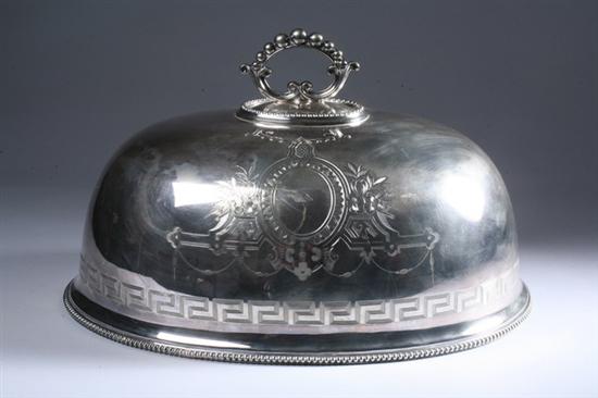 Appraisal: VICTORIAN SILVER PLATED MEAT DOME late th century Decorated in