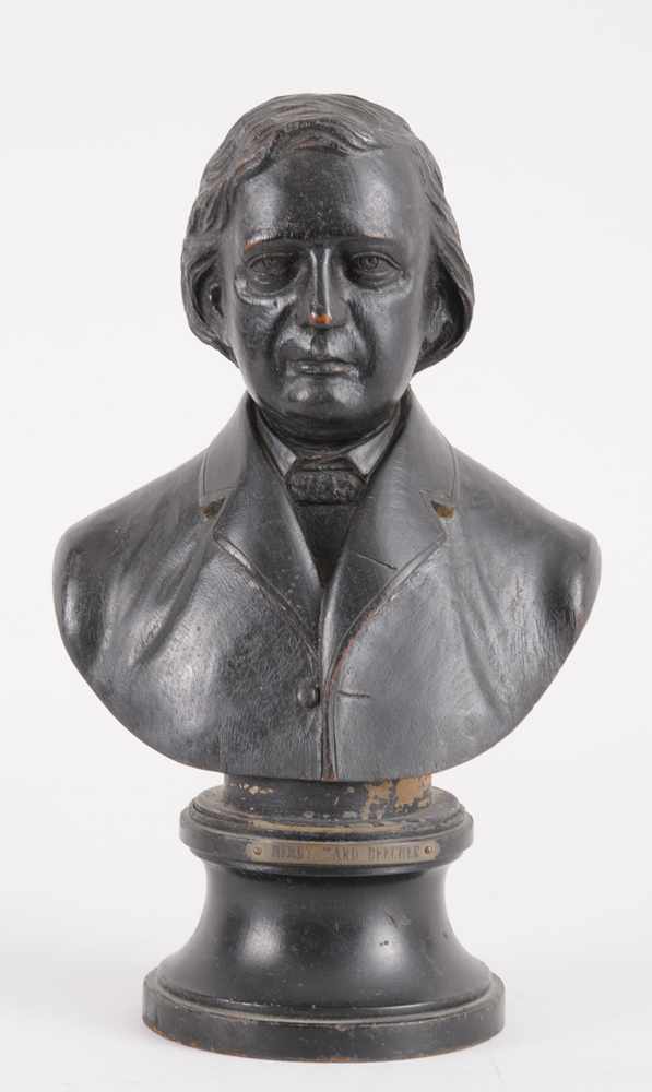 Appraisal: AMERICAN CARVED AND EBONIZED PORTRAIT BUST OF HENRY WARD BEECHER