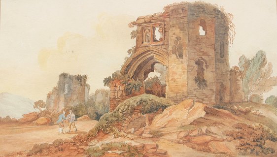 Appraisal: COX David the younger British - ''Ruined Castle'' Watercolor laid