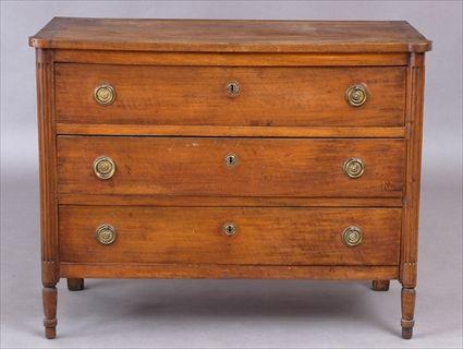 Appraisal: LOUIS XVI PROVINCIAL WALNUT COMMODE The top with outset rounded