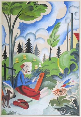 Appraisal: L Amaral th Century An artist sketching in a wooded