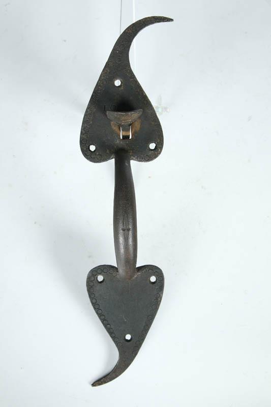 Appraisal: WROUGHT IRON LATCH Pennsylvania th century Door latch with tooled