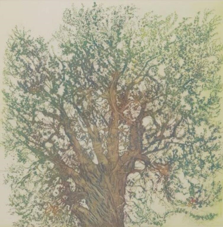 Appraisal: Framed etching on paper Crabapple Tree signed lower right Lois