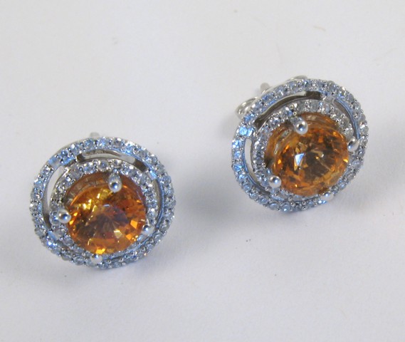 Appraisal: PAIR OF SPESSARTITE GARNET EARRINGS each k white gold and