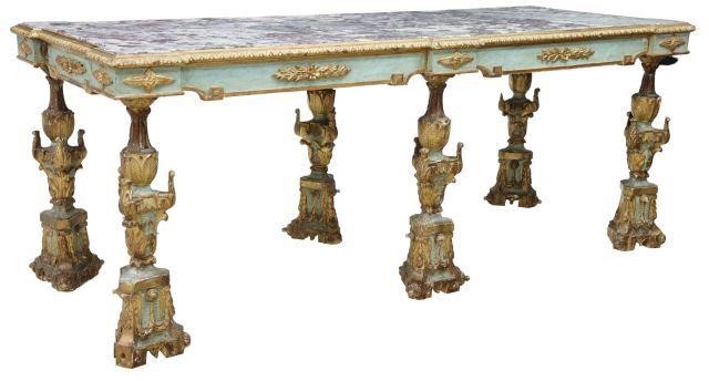 Appraisal: Italian marble-top table th c inset marble top with projecting