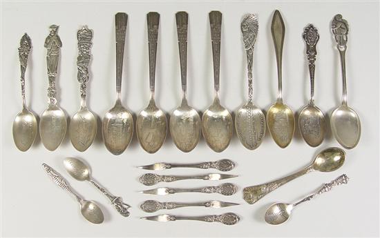 Appraisal: Souvenir Spoons Group of eight sterling and six silverplate souvenir