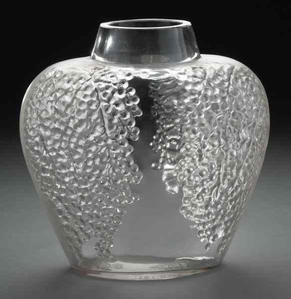 Appraisal: R Lalique ''Poivre'' frosted and clear glass vase Molded signature