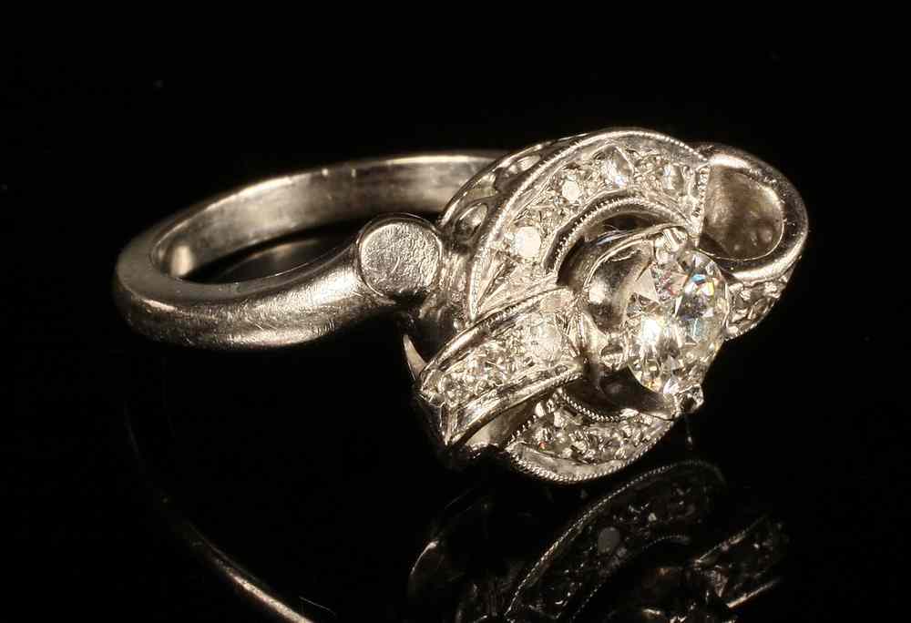 Appraisal: LADY'S RING - One Platinum Art Deco Era Ring centered