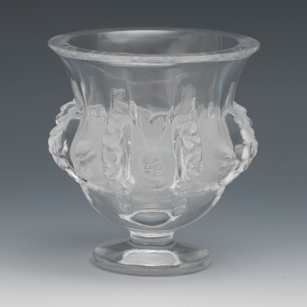 Appraisal: DAMPIERRE VASE BY LALIQUE x Alternating sparrows and vines are