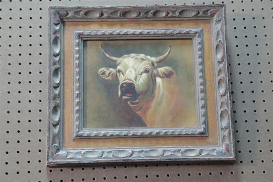 Appraisal: OIL ON CANVAS Depicting a closeup of a bull ''