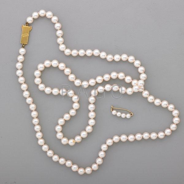 Appraisal: MIKIMOTO OPERA LENGTH AKOYA PEARL NECKLACE DOUBLE Condition Report