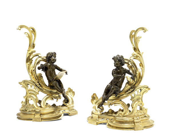 Appraisal: A pair of French late th century gilt and patinated