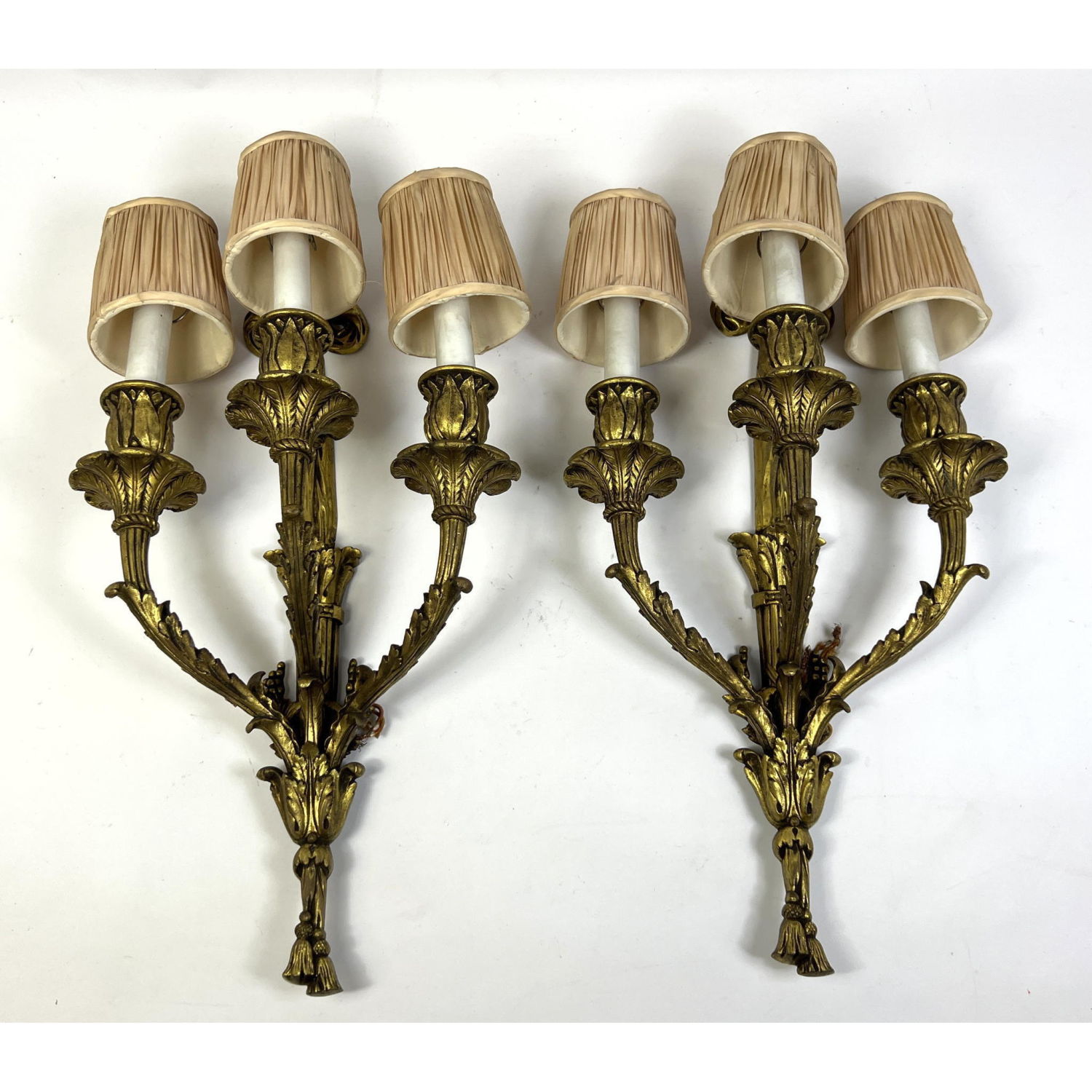 Appraisal: Pair Traditional French Style Bronze wall Sconces Dimensions H inches