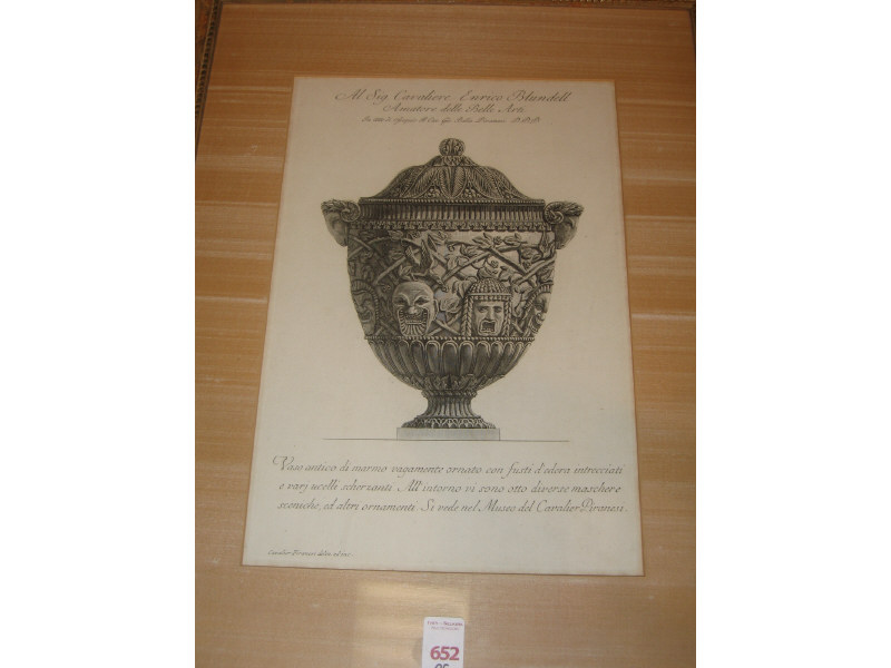 Appraisal: GIOVANNI BATTISTA PIRANESI ITALIAN - VASO ANTICO DI MARMO CHE