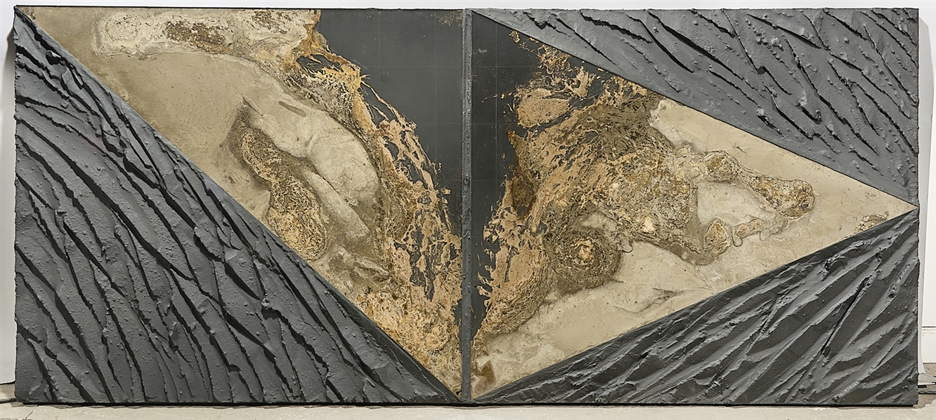 Appraisal: Cement and mixed-media on wood by Laddie John Dill American