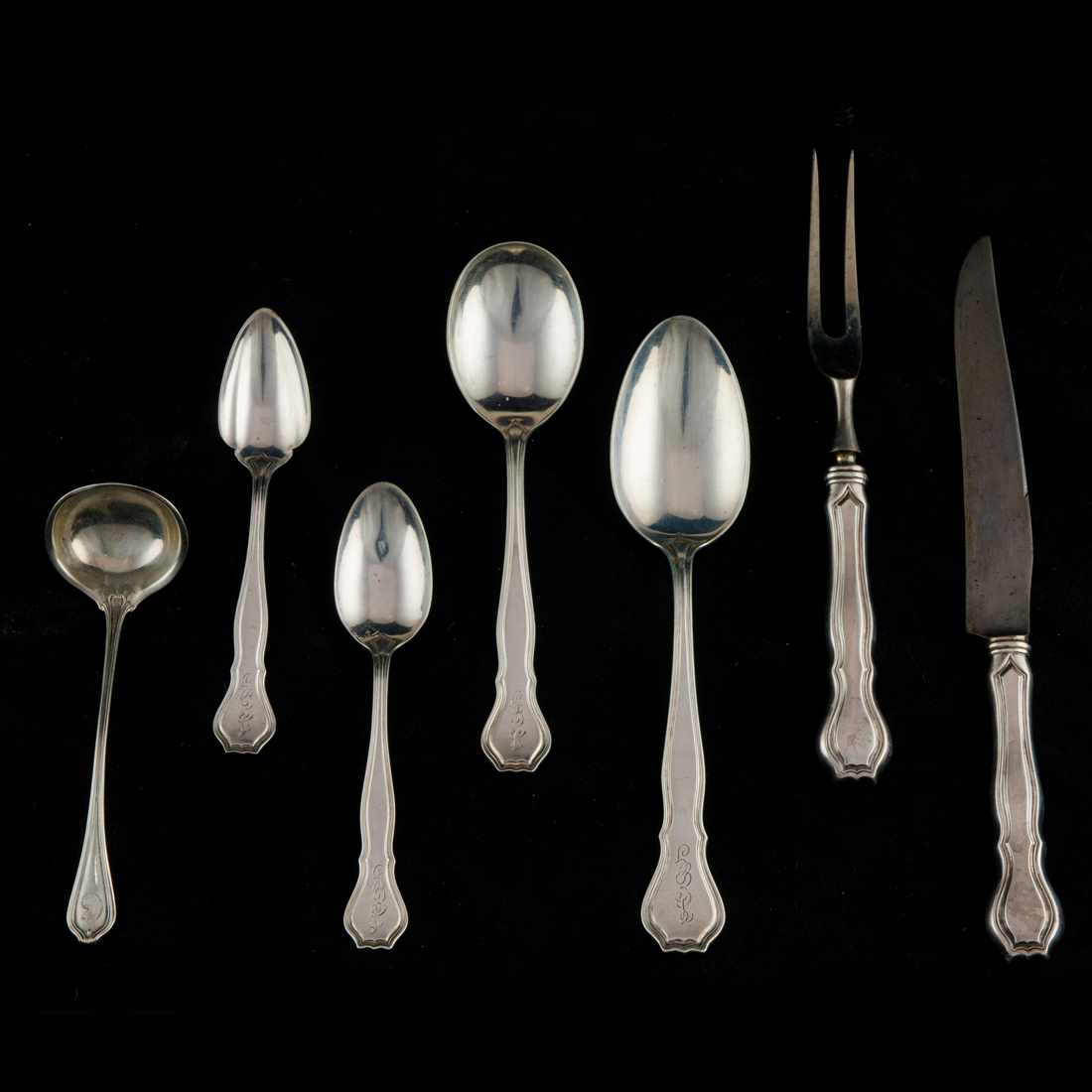 Appraisal: A PC WALLACE CAIRO STERLING PARTIAL FLATWARE SERVICE MOSTLY INITIALED