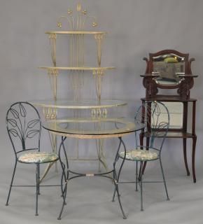 Appraisal: Five piece lot to include glass top table and two