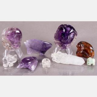 Appraisal: A Group of Chinese Carved Amethyst Amber and Rock Crystal