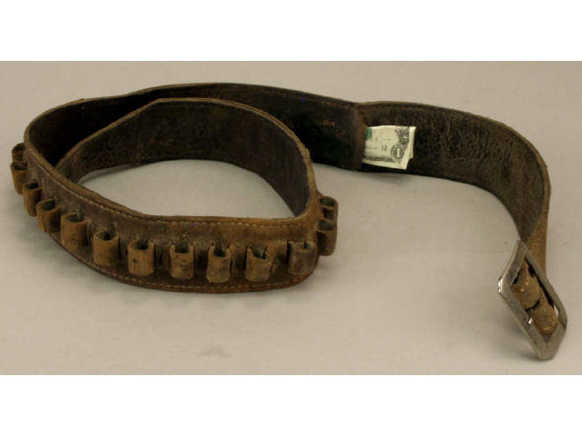 Appraisal: Unmarked old cartridge money belt with nickel steel buckle Estimate