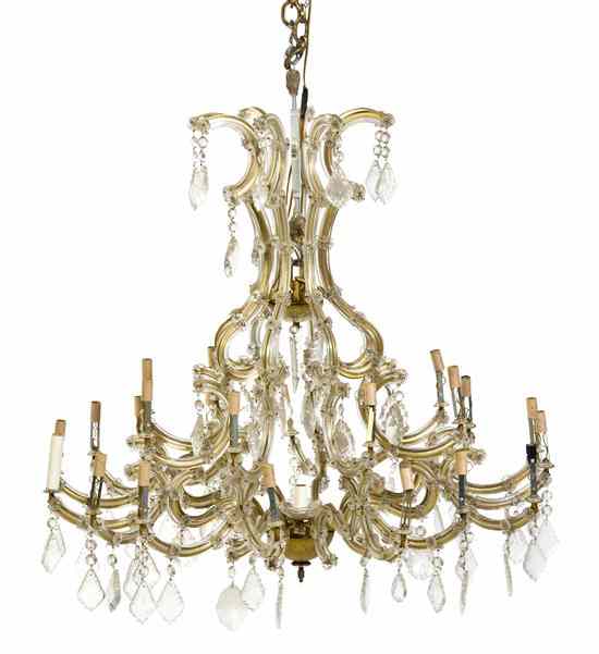 Appraisal: A French Cased Glass Twenty-Four Light Chandelier of cage form