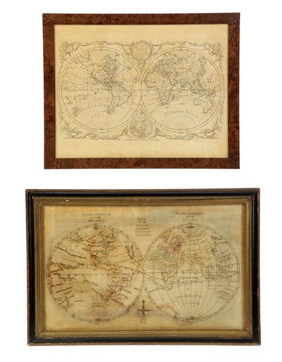 Appraisal: NEEDLEWORK MAP SAMPLER AND ASSOCIATED MAP Probably England silk on