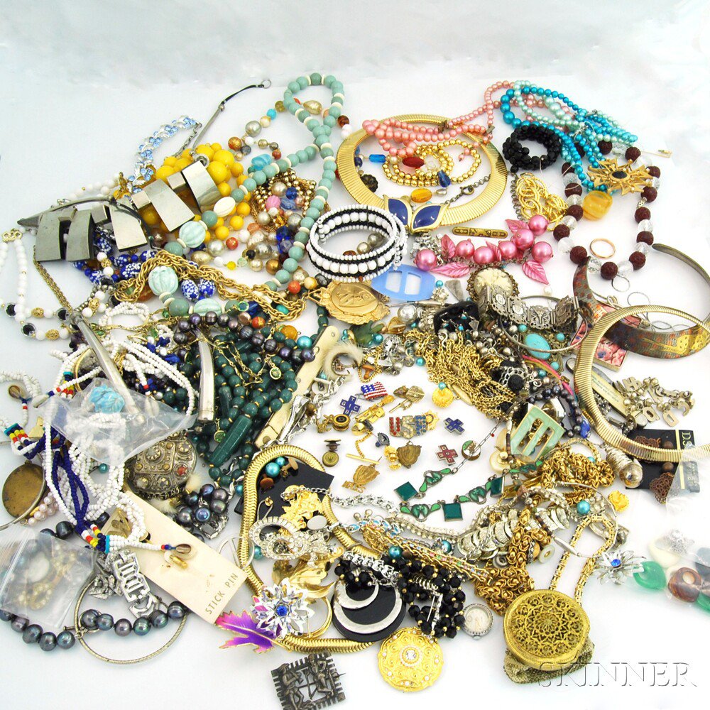 Appraisal: Large Group of Miscellaneous Costume Jewelry including beaded necklaces gold-tone