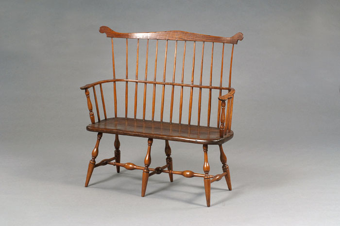 Appraisal: RARE AND IMPORTANT CONNECTICUT WINDSOR FAN-BACK SIX-LEGGED SETTEE The curved