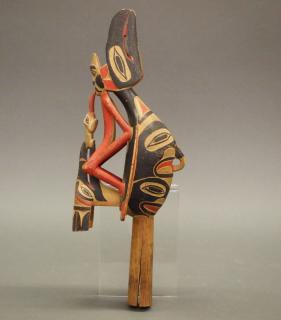 Appraisal: Northwest Coast raven rattle A Northwest Coast polychrome wood raven