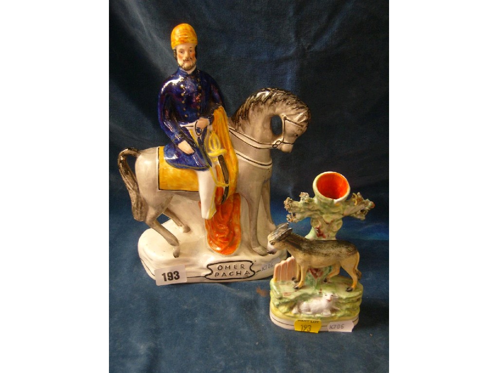 Appraisal: A th century Staffordshire equestrian group Omer Pacha and a