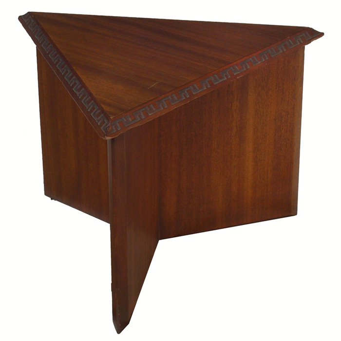 Appraisal: Frank Lloyd Wright table manufactured by Heritage Henredon triangular top