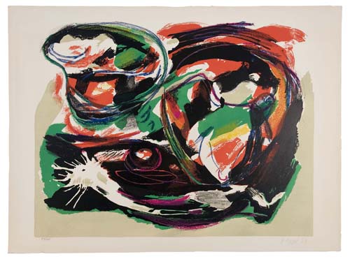 Appraisal: KAREL APPEL Three color lithographs Each Each approximately x mm