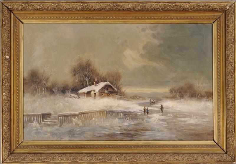 Appraisal: EUROPEAN SCHOOL WINTER SCENE Oil on canvas signed Carlo dated