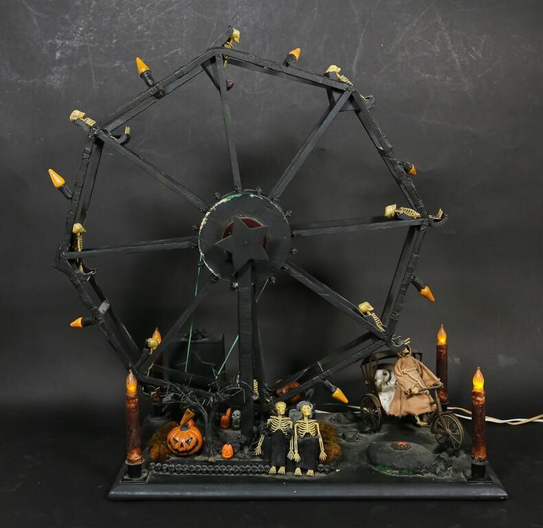 Appraisal: Halloween skeleton folk art Ferris wheel American Late th Century