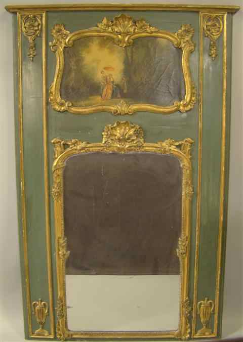 Appraisal: LOUIS XVI PAINTED AND PARCEL GILT TRUMEAU th century with