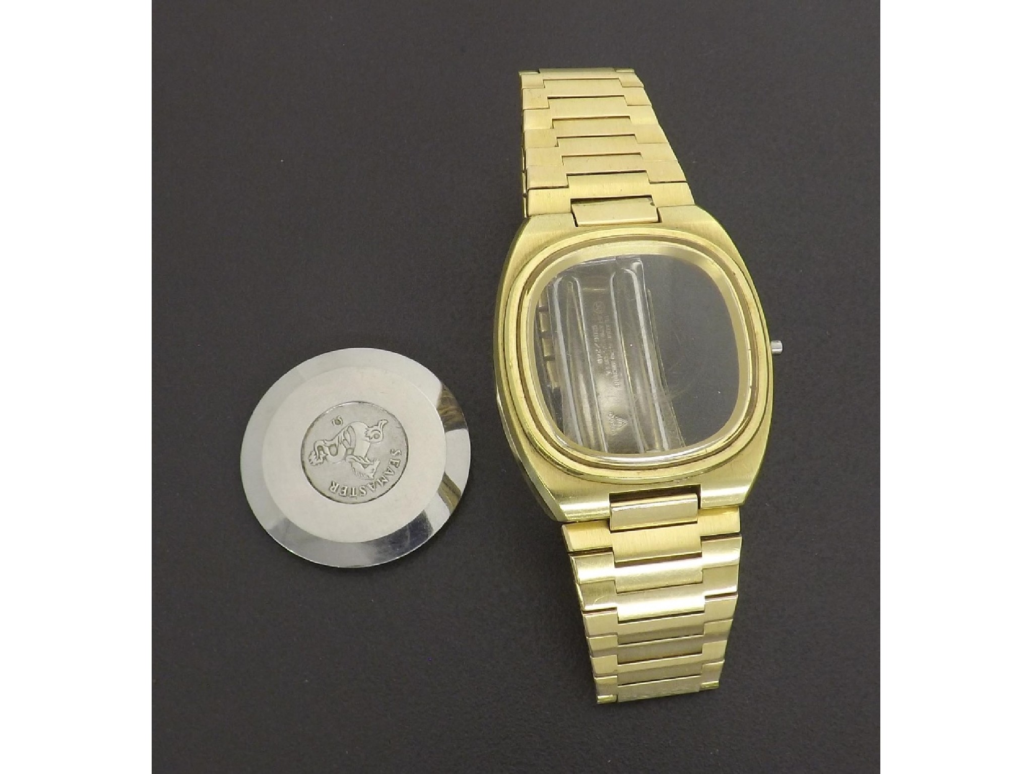 Appraisal: Omega gold plated wristwatch case and bracelet ref mm