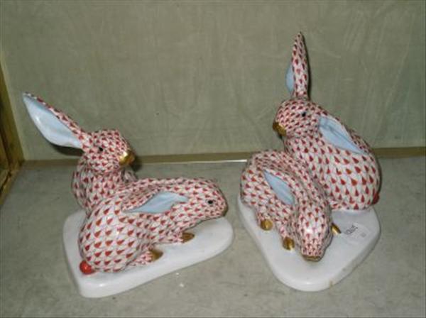 Appraisal: Two Herend polychrome figural rabbits