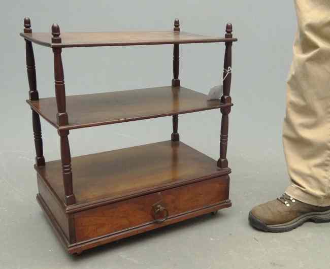 Appraisal: th c single drawer two tiered shelf signed by maker