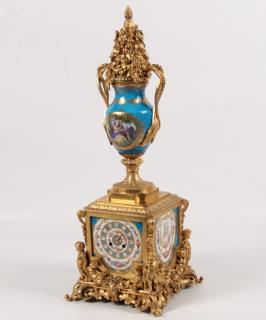 Appraisal: IMPRESSIVE TH C SEVRES DORE BRONZE CLOCK IMPRESSIVE CELESTE BLUE