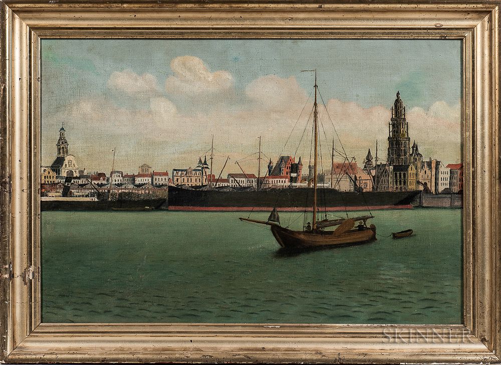 Appraisal: Dutch School th Century Dutch Waterfront Scene Thought to be