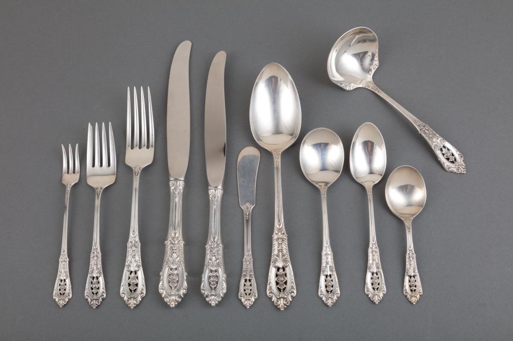 Appraisal: Wallace Rose Point Pattern Sterling Silver Flatware Service pat incl