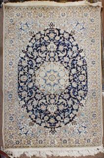 Appraisal: Persian part silk Nain carpet Persian part silk Nain carpet