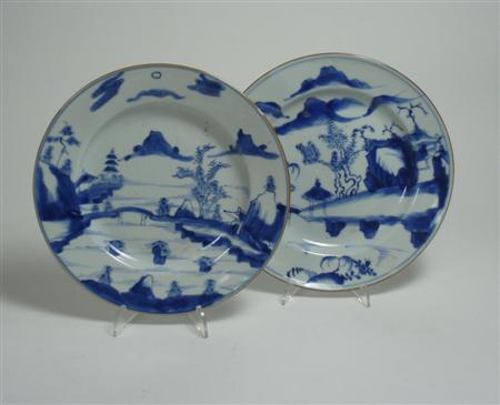 Appraisal: A set of six th century Chinese blue painted plates