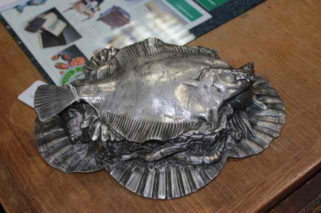 Appraisal: A CAST SILVER PLATED SARDINE DISH AND COVER the lid