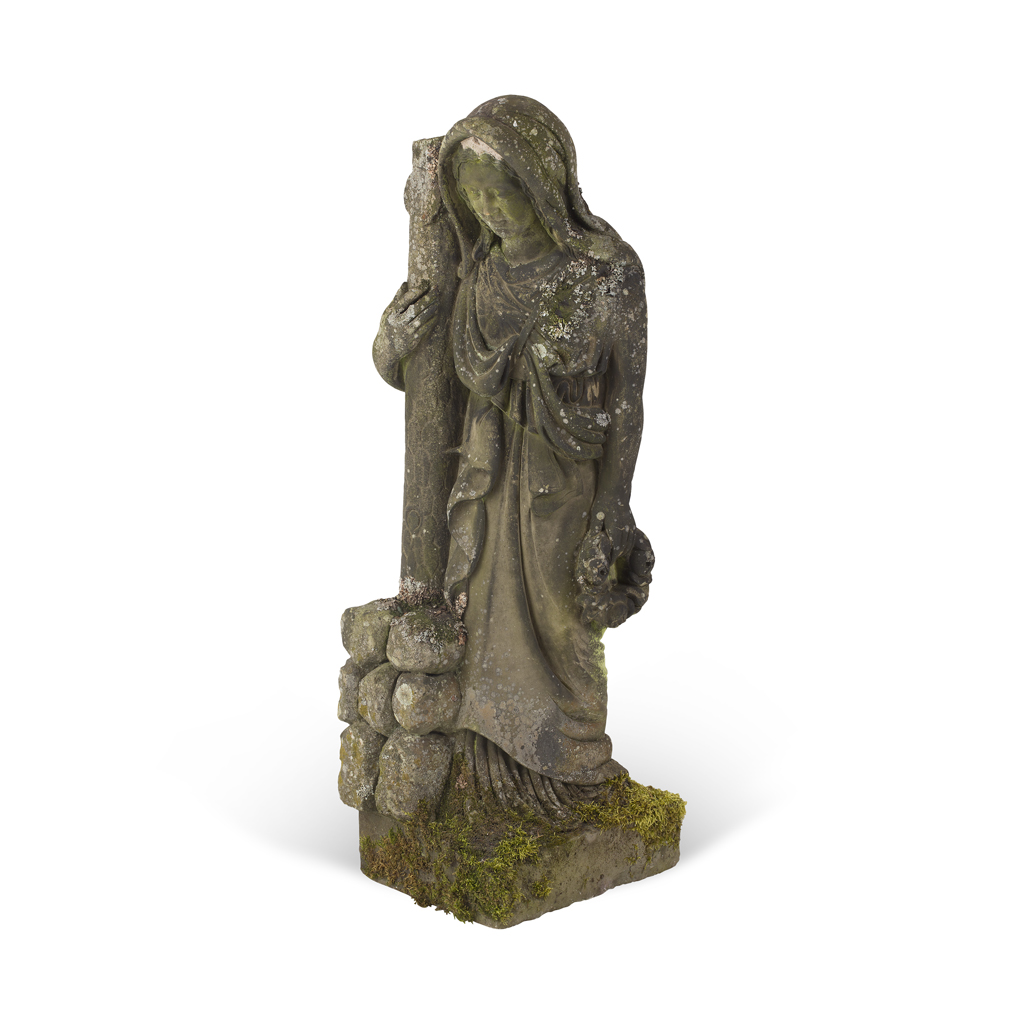 Appraisal: CARVED STONE FIGURE OF A WOMAN LATE TH CENTURY the