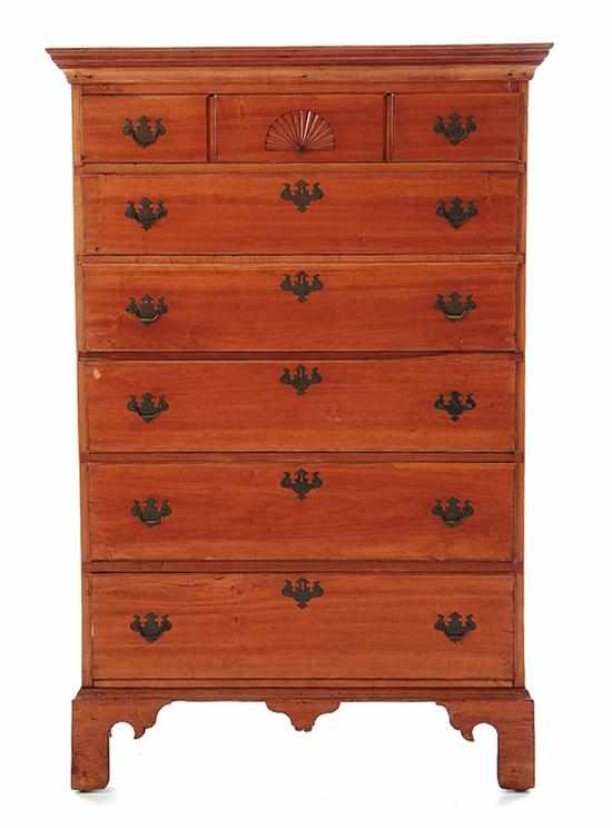 Appraisal: American Chippendale carved cherry tall chest possibly Rhode Island late