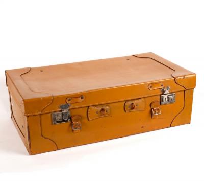 Appraisal: A leather suitcase cm x cm