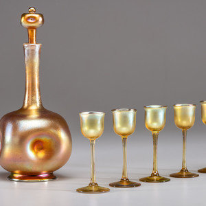 Appraisal: Tiffany Studios American Early th Century Decanter with Five Cordials