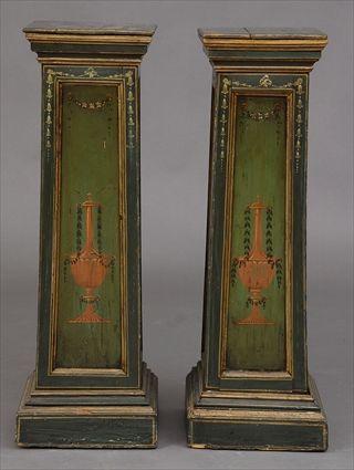 Appraisal: PAIR OF NEOCLASSICAL-STYLE PAINTED PEDESTALS Each with square molded top